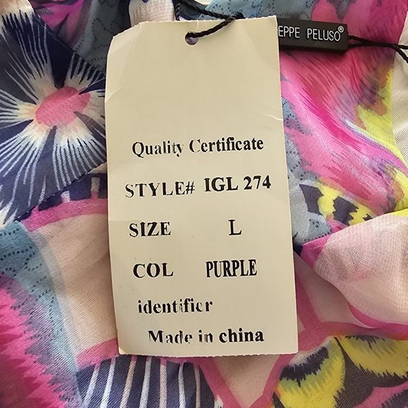 Peppe Peluso Boho Halter Dress L Bright Abstract Print Tiered Ruffle Summer - Picture 10 of 16